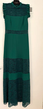Damen Abendkleid lang grün Spitze Rüschen �...