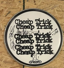Cheap Trick Signed Drumhead Autographed