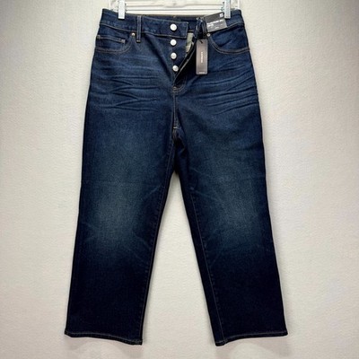 Express Ankle Jeans Womens 8S Blue Denim Stretch Relaxed High Rise Straight New