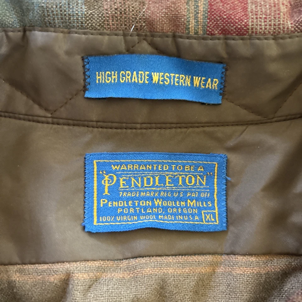 Men XL Pendleton Wool Button Shirt High Grade Western Wear Blanket Vintage READ - Image 3 of 4
