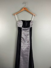 Jessica McClintock Gunne Sax Vintage Black/White Strapless Long Dress Gown Sz 3