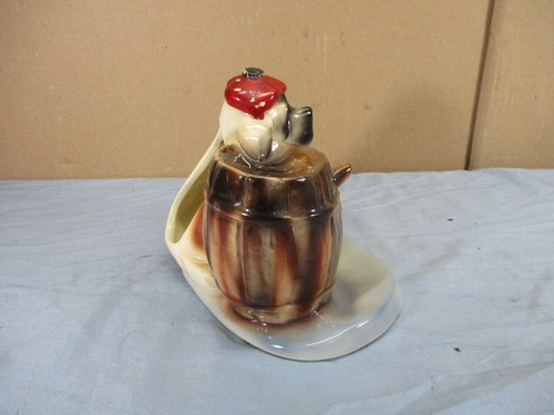Vtg McCoy Hangover St Bernard Dog Barrel Coin Bank Wallet Holder Dresser Caddy - Picture 7 of 12