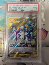 Pokémon Arceus Dialga Palkia GX 220/236 Cosmic Eclipse Full Art PSA 9