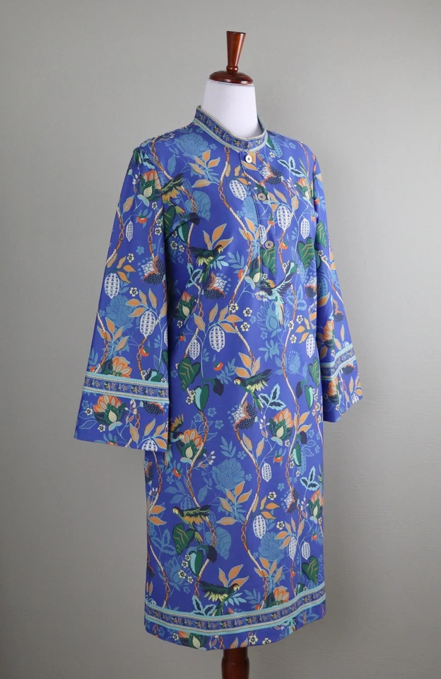 CHICO'S $159 гладкий эластичной попугай птица цветочный платье размер 2 США большой / 12 - Изображение 2 из 4