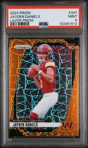 2024 Panini Prizm Jayden Daniels Orange Lazer Prizm PSA 9 RC Rookie Commanders