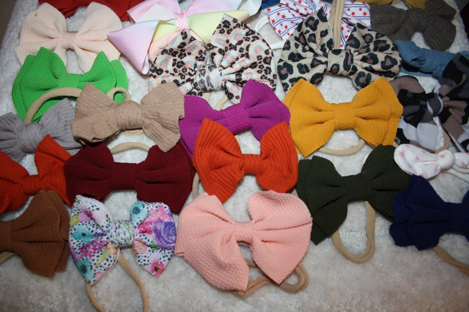 Lote de 30 Diadema con Lazo para Bebé Niña Pulgadas Banda de Nylon Multicolor Rosa Rojo Azul Usada en Excelente Condición - Imagen 3 de 4