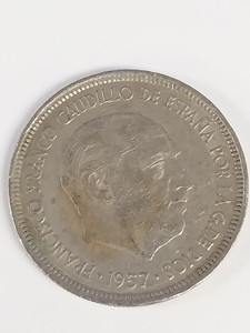 1957 (67) Spain 5 Pesetas - KM# 786