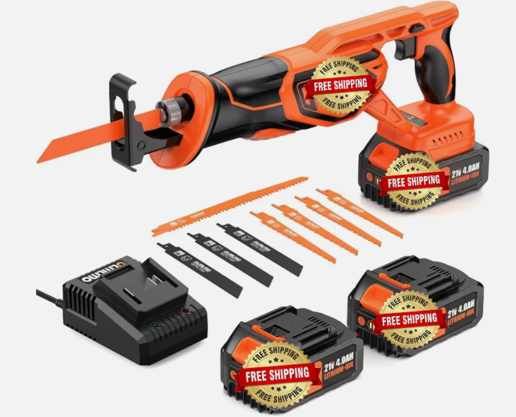 21V Sierra De Vaiven Reciproca Sable Inalambrica Con 4.0 Ah Bateria y Cargador