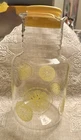 Vintage Pyrex 3520 Glass Juice Pitcher Carafe - Lemons - 2 Quart with Yellow Lid