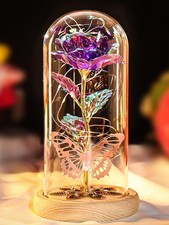 Beferr Valentines Day Rose Gifts for Her Women Mom, Galaxy Glass B Purple 