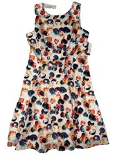 NWT Nine West Dress Size 4 Floral Design Classic Look Cream Blue Pink Liner