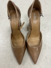 Marc Fisher Tan Patent Leather Pumps Ankle Strap Buckle Pointed Toe Block 11M
