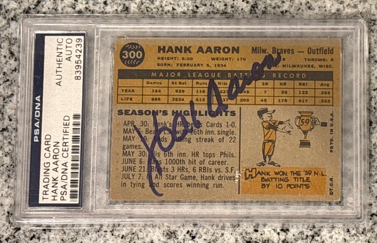 1960 Topps Hank Aaron #300 – PSA/DNA Auto – Auto On Back HOF Braves Milwaukee 🔥