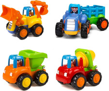 Friction Powered Cars Push and Go Trucks Construction Vehicles Toys Set of Tract