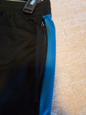 NFL Team Apparel Carolina Panthers Pants Black /Blue L Zipper Bottom Side Leg