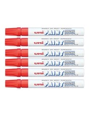 6-pack Uni-Paint 63602 PX-20 Oil-Based Permanent Marker, Medium Line, Red Colour