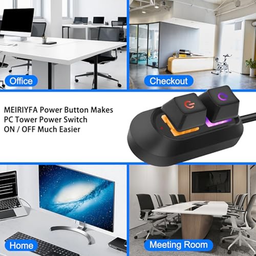 Cable Management Friendly Desktop PC Power Control Switch with 2M Length - Afbeelding 4 van 13