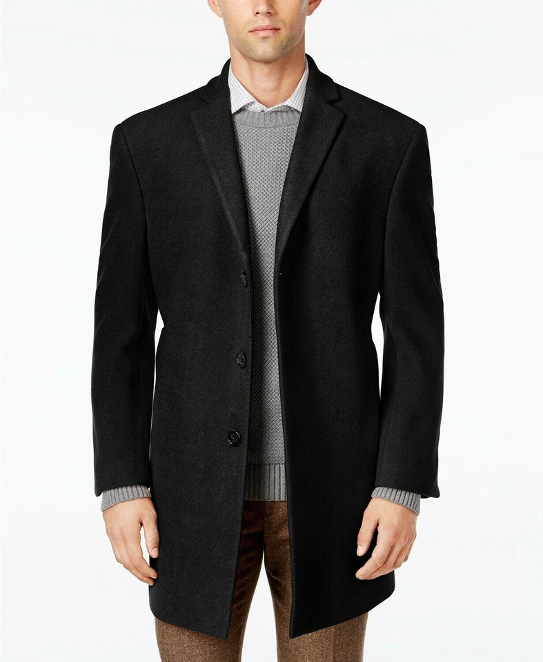 Calvin Klein Mens Slim fit Overcoat Coat 46 R Black Solid - Image 2 of 2