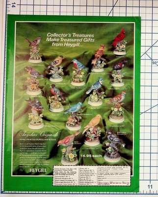 Vintage Heygill Angeline Originals Porcelain Bird Figurines Magazine Ad 1970s