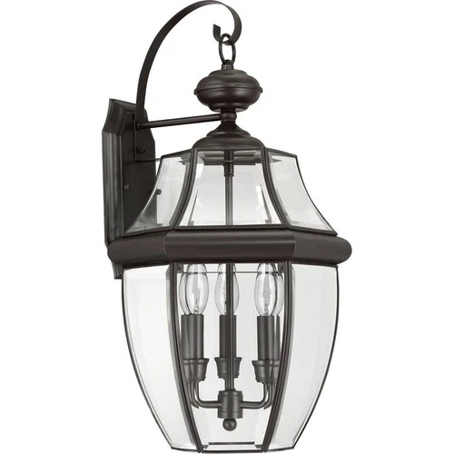 Newbury - 3 Light Large Wall Lantern - 22.5 Inches high-Medici Bronze Finish - Picture 6 of 8