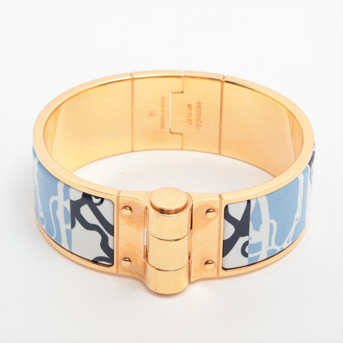 Hermès Navy Blue Enamel Charnière Bracelet