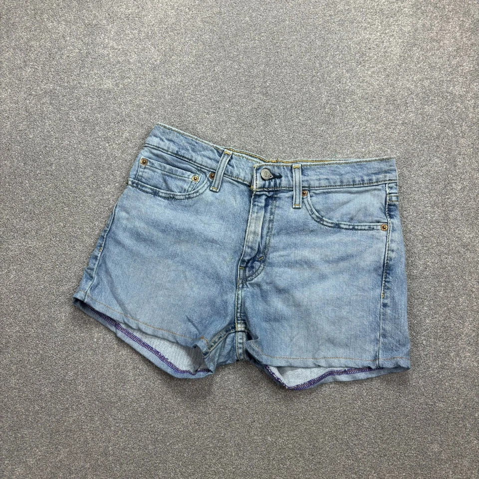 Pantalones Cortos Levis Denim Para Mujer W30 Azul Pantalones Cortos Mamá Relajado Rojo Pestaña Y2K Lavado EE. UU. Dama* Foto 2 de 4