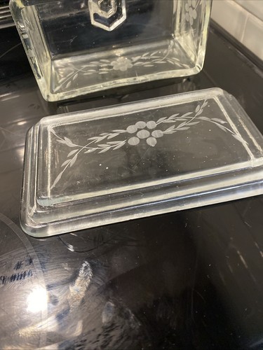 Antique Art Deco Etched Glass Butter Dish - Picture 7 of 10