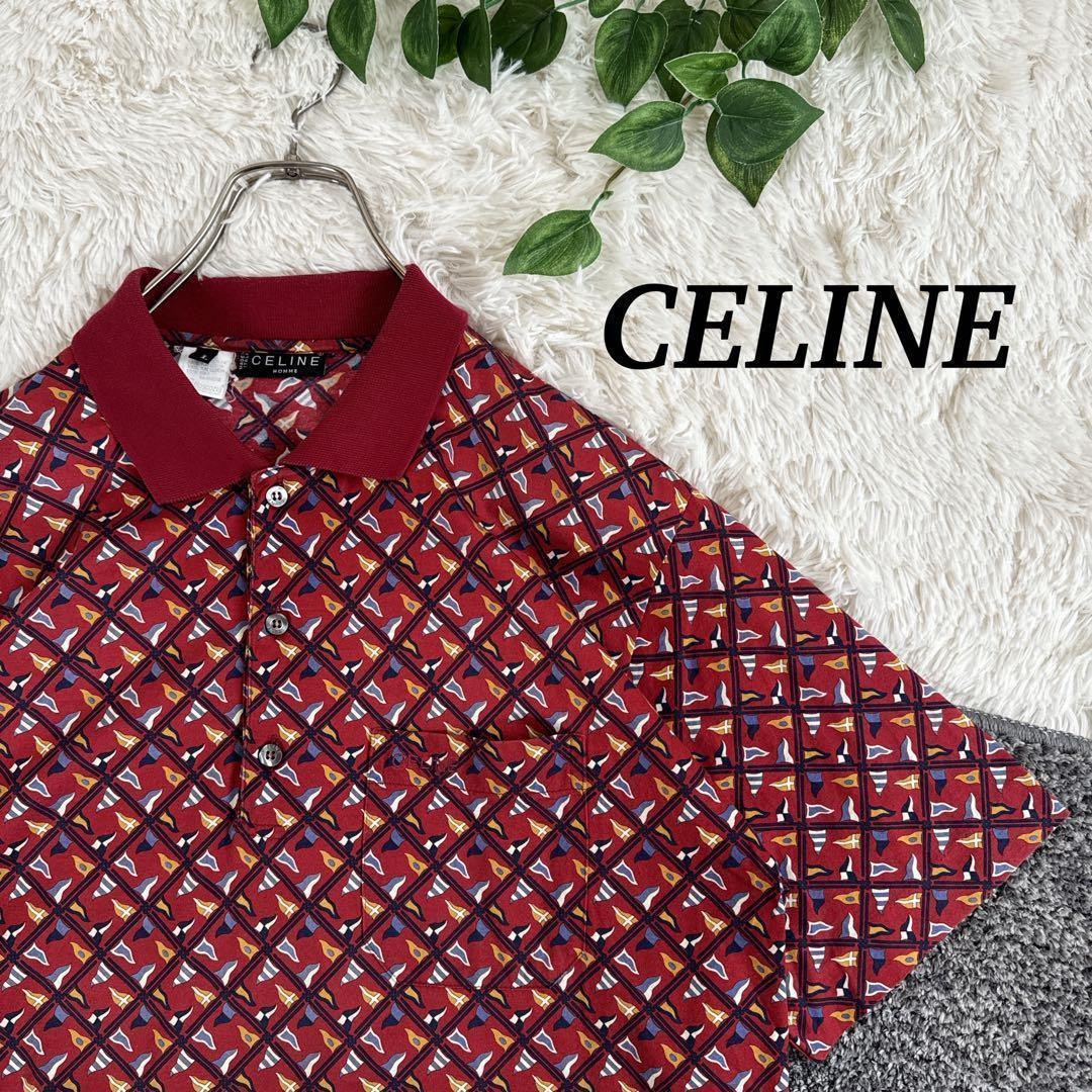 【Celine】90s Italy patterned polo shirt CELINE】1990s All Pattern S/S Polo Shirt