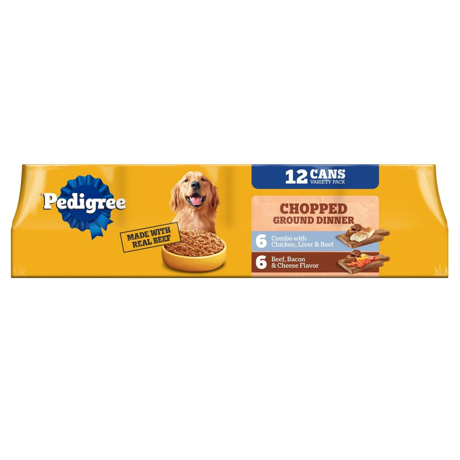 Chopped Ground Dinner Chicken & Bacon Variety Pack Wet Dog Food 13.2 oz Cans