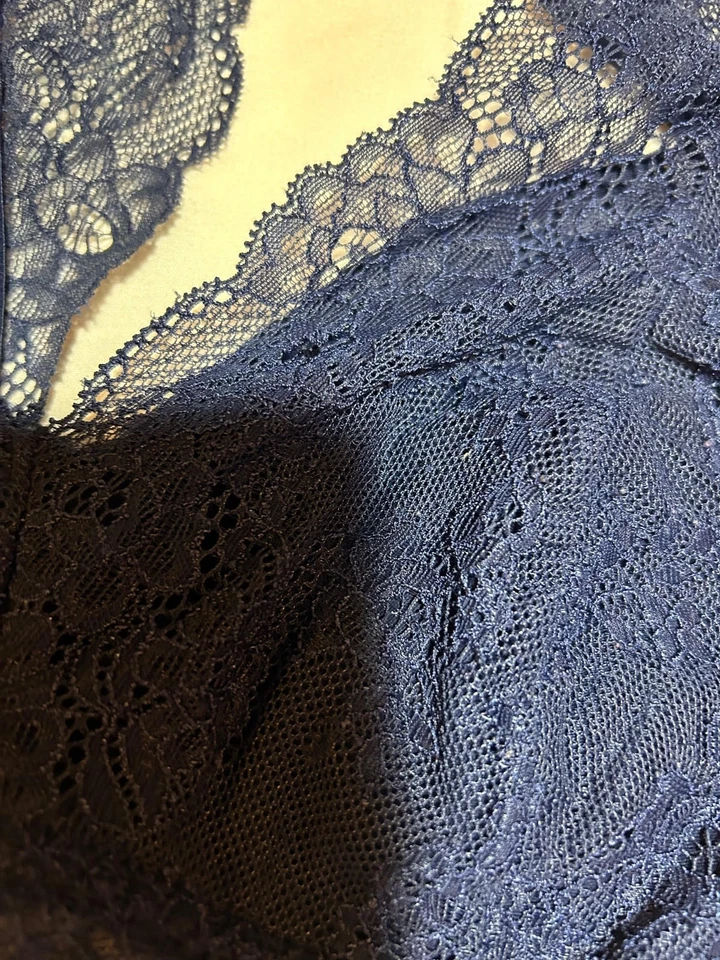 Gilligan & O'Malley Womens XL Blue Racerback Floral Lace Bralette - Image 3 of 4