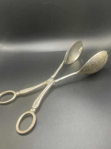 Vintage Silver Plated Salad Serving Tongs, Scissor Action, 21.5cm - Picture 3 of 8