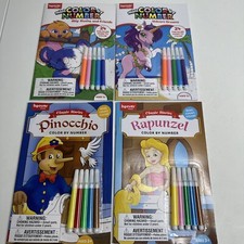4 Color by Number UNICORN SILLY SLOTS RAPUNZEL PINNOCHIO Marker Activity Books