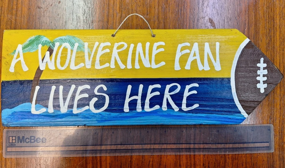 Michigan Wolverines Football Hand Painted Wooden Sign - Image 2 of 4