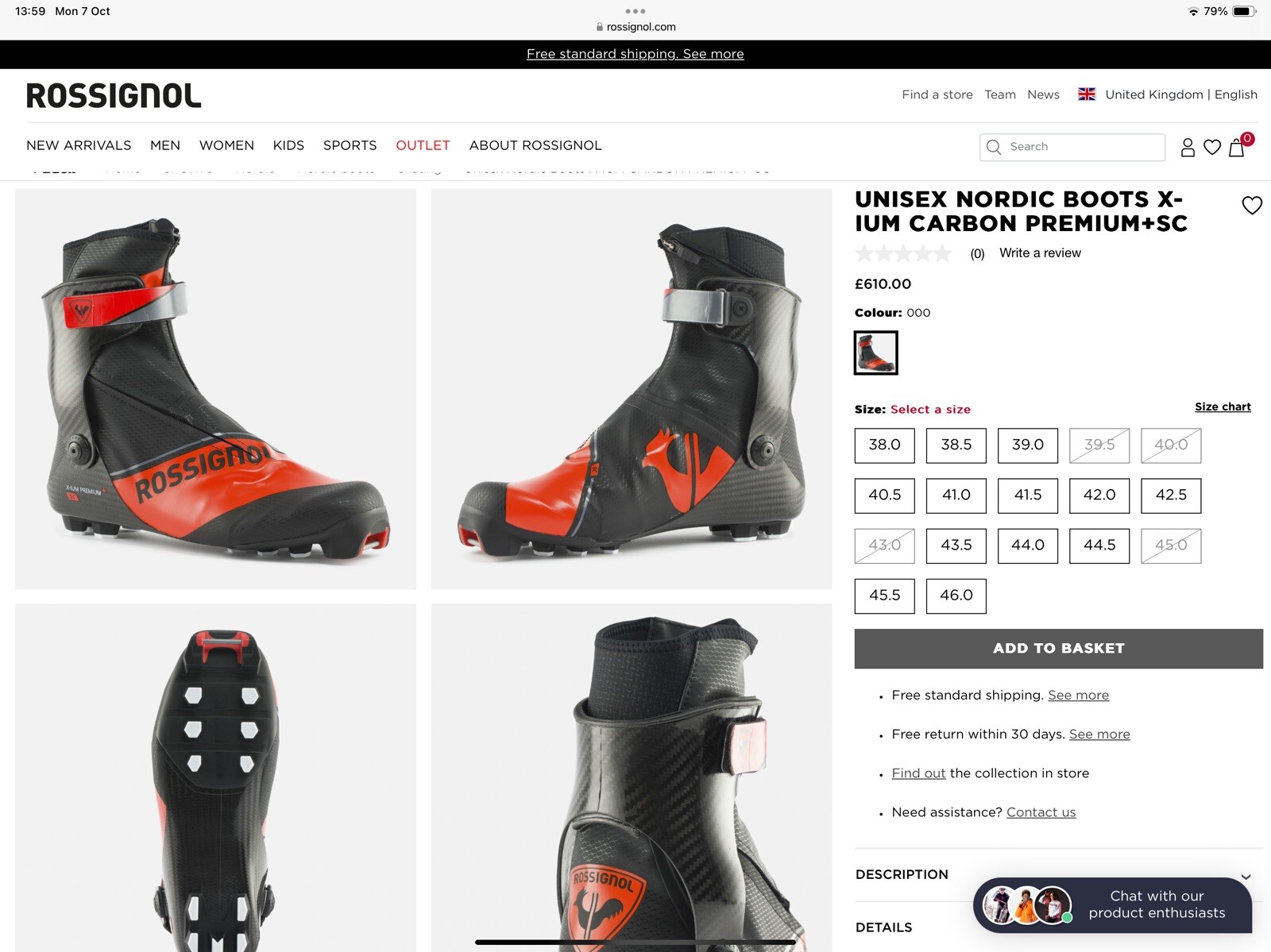 SALOMON Stivali da skate nordici Rossignol Carbon Premium X IUM nuovi con scatola EU43 UK9