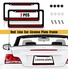 2pcs Metal Red Line Car License Plate Frame Tag Covers for Toyota Accessories