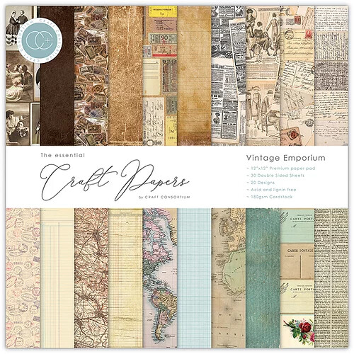 Craft Consortium ESSENTIAL HANDWERK Papierpad 12x12 - VERSCHIEDENE DESIGNS - NEU 2022 - Bild 20 von 22