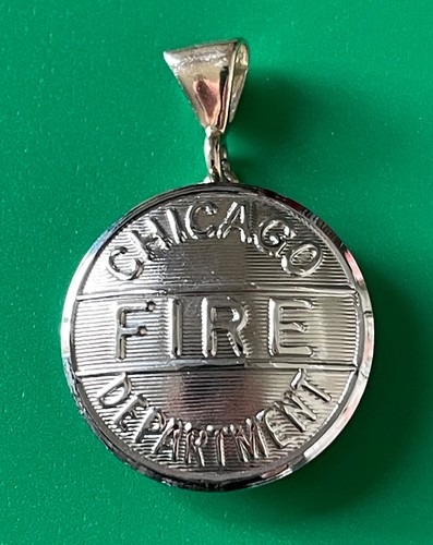 Local Charm Chicago Chicago Fire Dept Uniform 1" Button Pendant Sterling Hanger