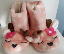 4T-5T Girl Pink Reindeer Slippers Cat  Jack. With 2 pc Cozy Socks Combo Size S.