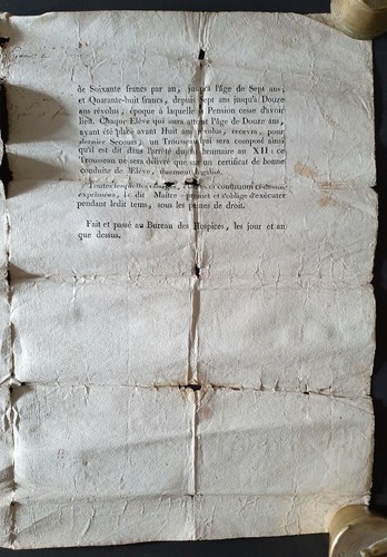 ANCIEN CERTIFICAT de PLACEMENT d'une ORPHELINE HOSPICES CIVILS DE PARIS 1807 19è - Photo 9 sur 12