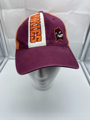 Virginia Tech Hokies Cap Hat Adjustable Maroon Hook-Loop Vtg