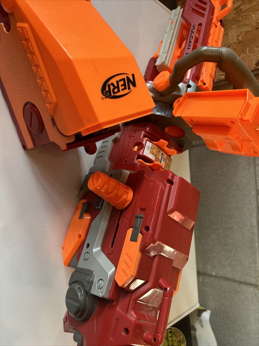 Nerf Vulcan EBF-25 Rare Red And Orange Tested & Working Gun Nerf Vulcan EBF-25 Rare Red And Orange Tested & Working Gun