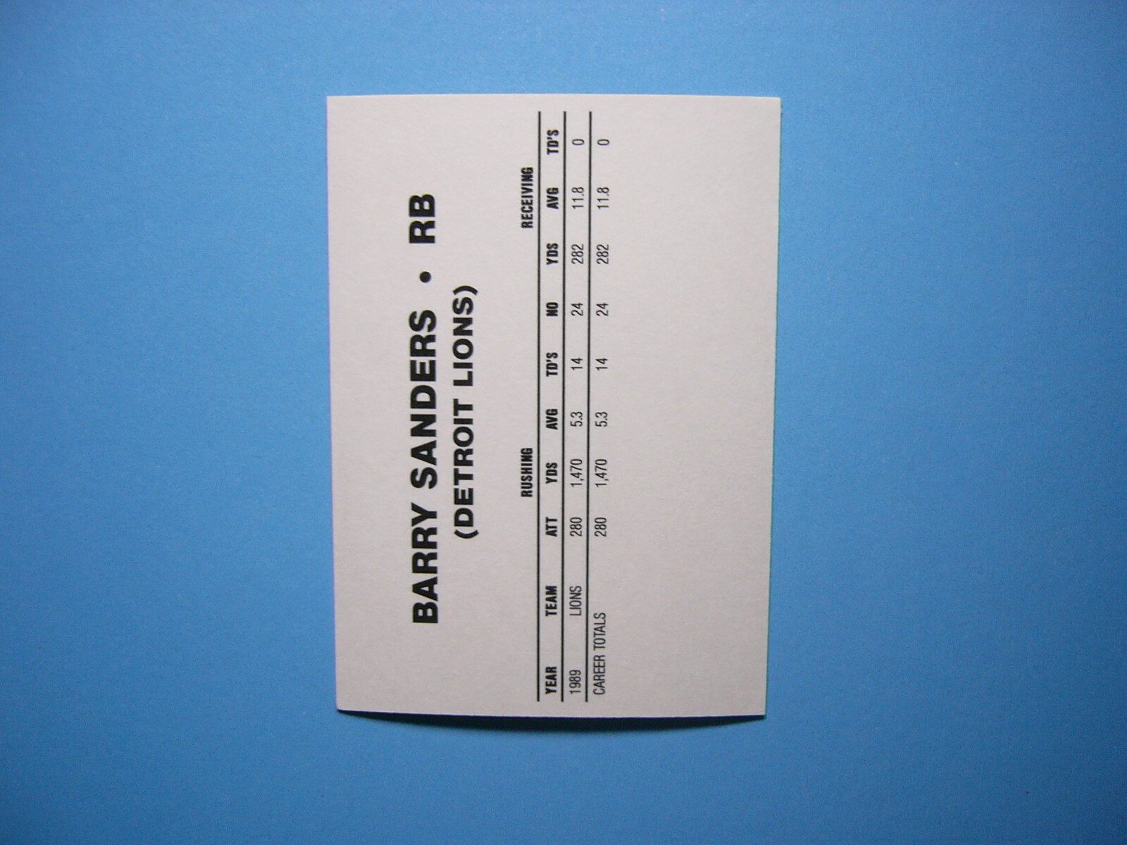 1990 BRODER NFL FOOTBALL CARD BARRY SANDERS NM SHARP!! DETROIT LIONS