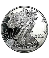 1 TROY OZ .999 FINE SILVER BULLION WALKING LIBERTY ROUND BU 112.97 per troy oz