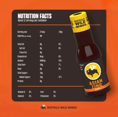 🔵 New Official Buffalo Wild Wings Asian Zing Chinese Sauce Bottle