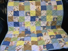Handmade Boy's Crib Quilt, Cute Animal Prints, 40" x 46"