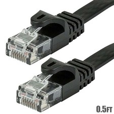 0.5FT Cat6 RJ45 Network LAN Ethernet FLAT UTP Patch Cable 550MHz 30AWG Black