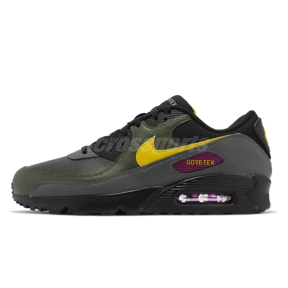 Nike Air Max 90 GTX Gore Tex Black Yellow Cargo Khaki Men Casual