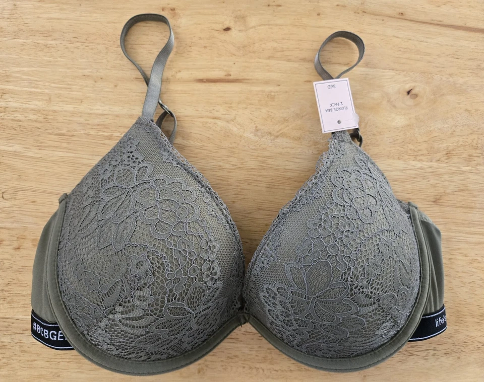Nuevo con etiquetas 2 Pk Sujetadores BCBGeneration Talla 36D Negro, Oliva Con Aros  Foto 3 de 3