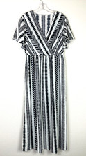 Shein Maxi Dress Cover Up Size 8/10 Black White Geometric Long Side Slits