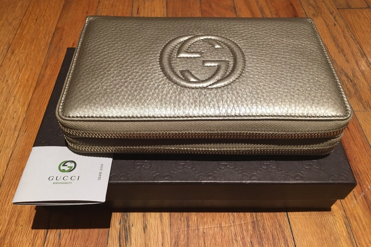 Gucci Soho Travel Double zip Leather Bag Wallet New | eBay